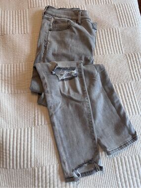 Express Women's High-Rise Distressed Gray Jeans